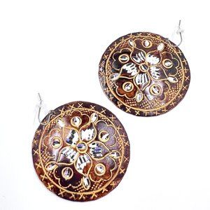 NWT - Charming Charlie - BOHO Vibes Brown & Tan Diamond Cut Fishhook Earrings